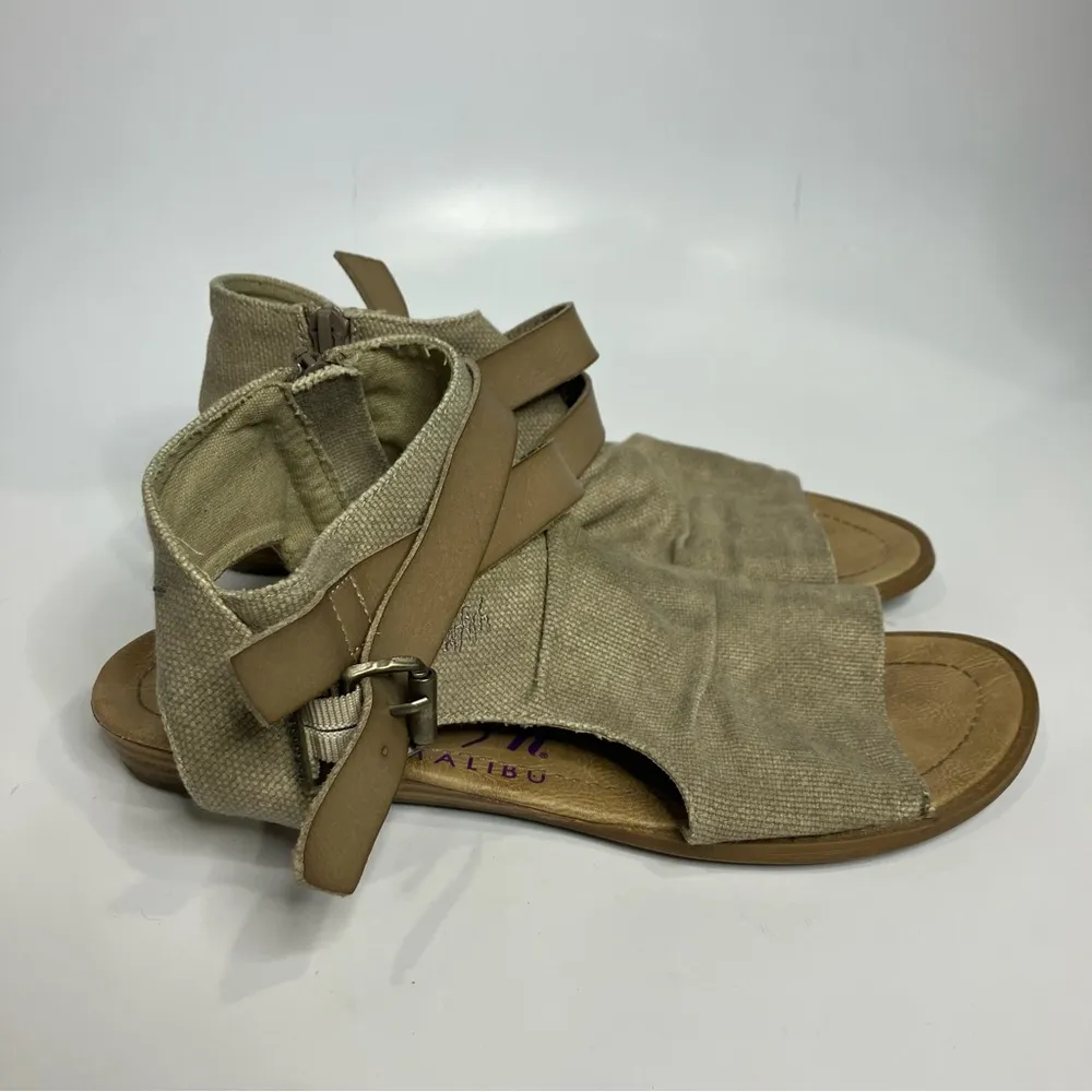 Blowfish Malibu balla peep toe‎ sandals canvas women’s size 8.5 casual neutral - Image 3