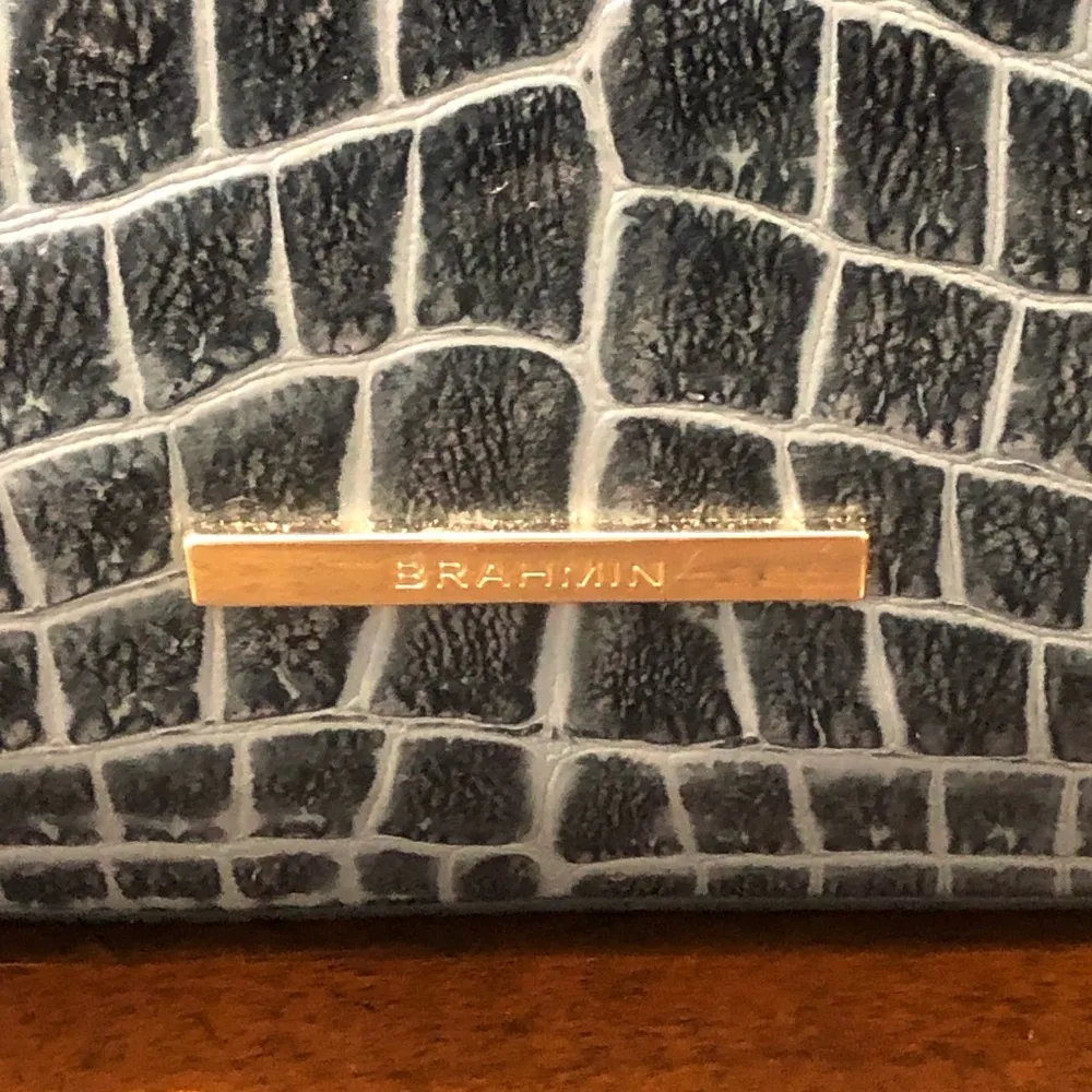 BRAHMIN Misha Obsidian Veil Crocodile Leather Shoulder Bag Top Zip Closure NWT - Image 14