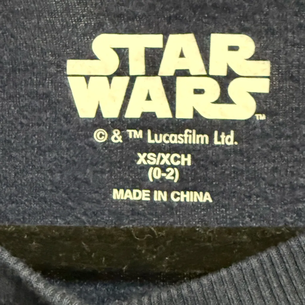 Star Wars Navy Baby Yoda Pajama Lounge Sweatshirt Top “But First, Snacks!” XS - Image 3