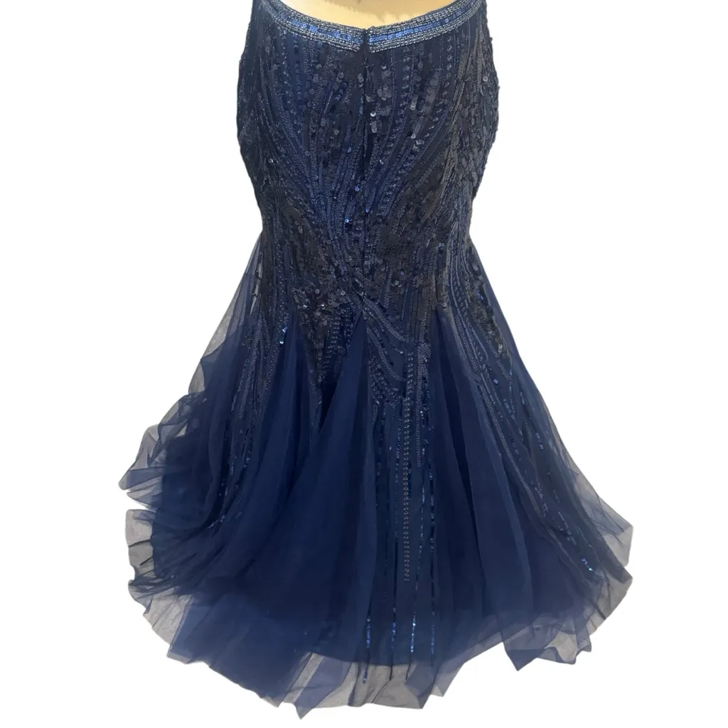 Morrell Maxie Midnight Blue Sequin Top Maxi Skirt Tule Dress Prom Quinceañera 6 - Image 9