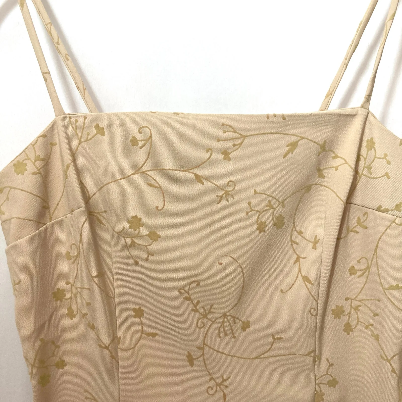 90’s Y2K Rampage Junior’s Tan Bodycon Baddie Spaghetti Straps Formal Mini Dress - Image 3