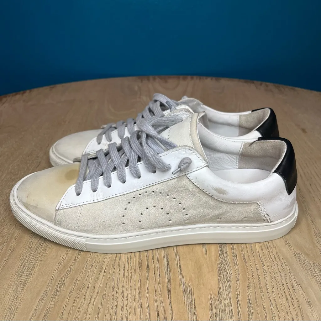 Oliver Cabell Women’s Low 1 Italian Leather Suede Sneakers Casual Shoes Size 37 White - Image 4