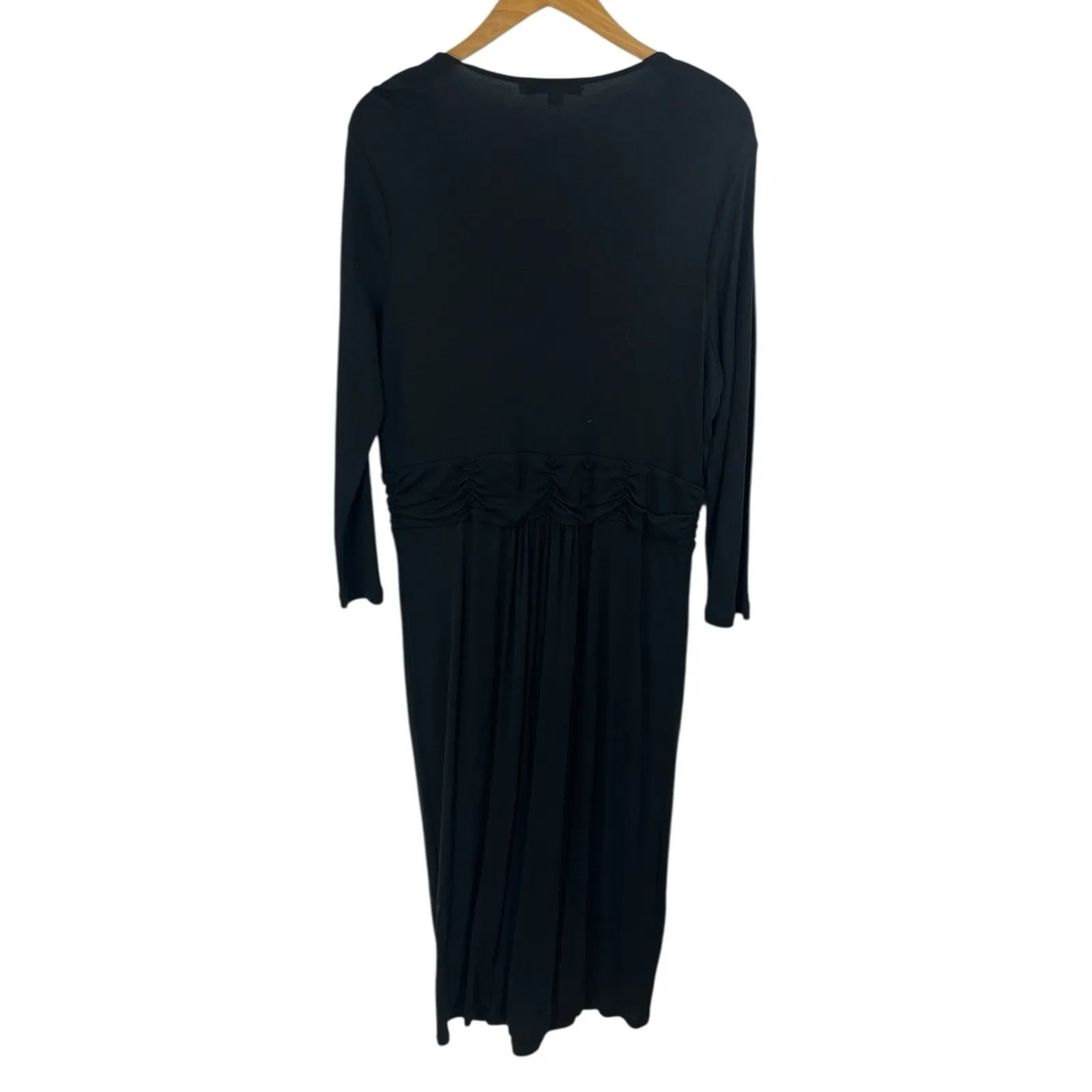 Boden Womens Mabel Jersey Dress 16L Black Ruched Knee Length Classic Office Size 16 - Image 6