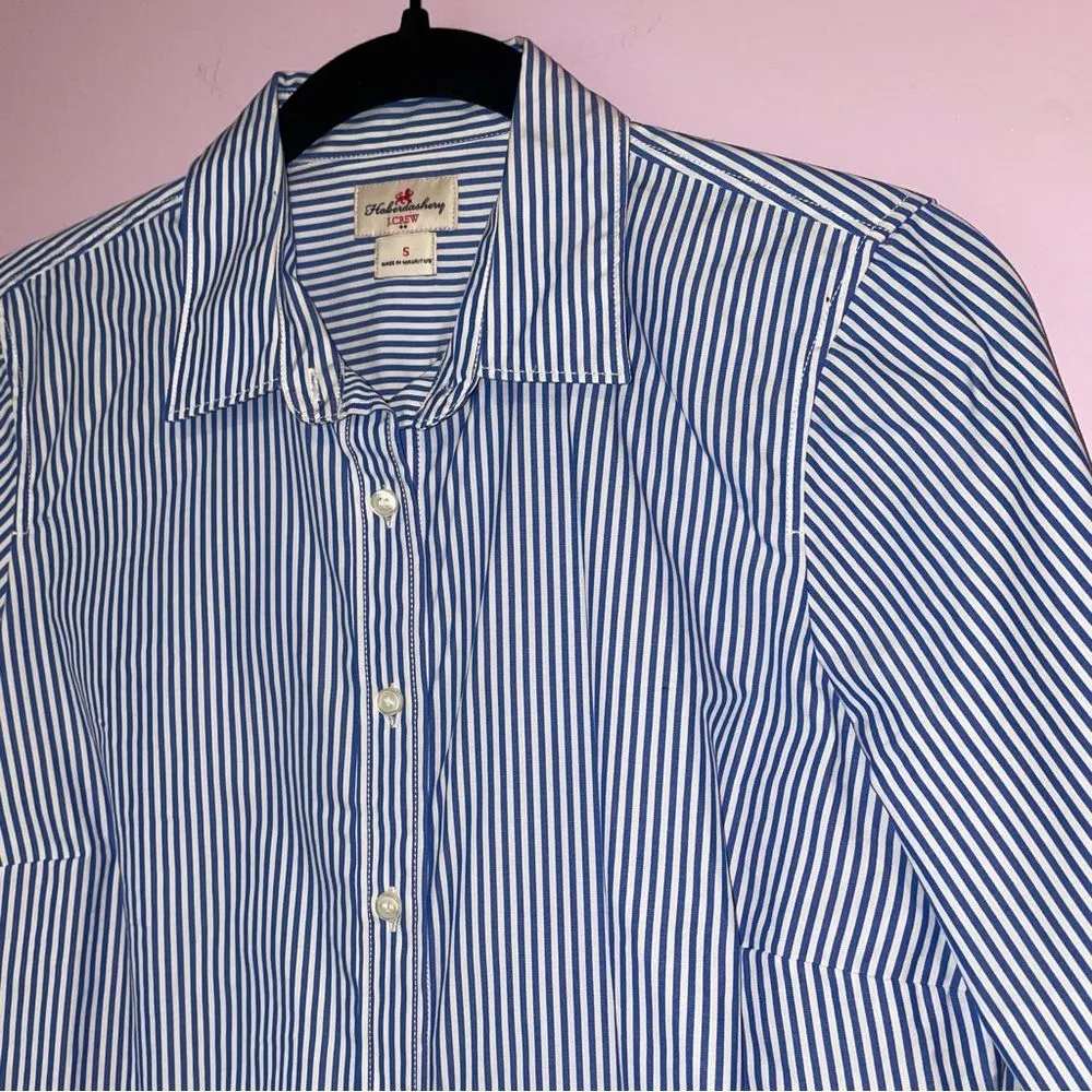 J Crew Haberdashery Button Up Top Women S Pinstripe Preppy Office Academia - Image 3