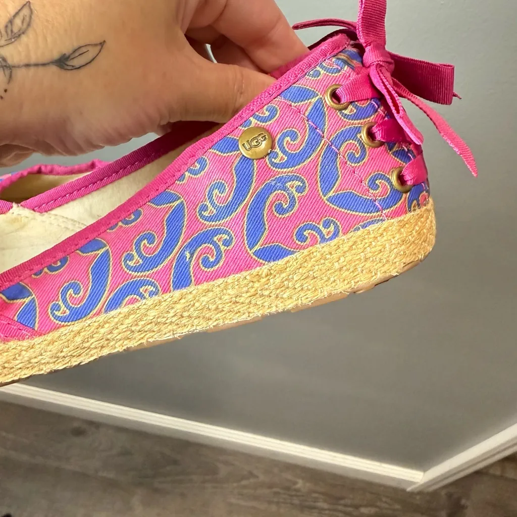 UGG Women's Tassy Marrakech Espadrille Printed Slip On Canvas Shoe Pink Size 7.5 - Image 5