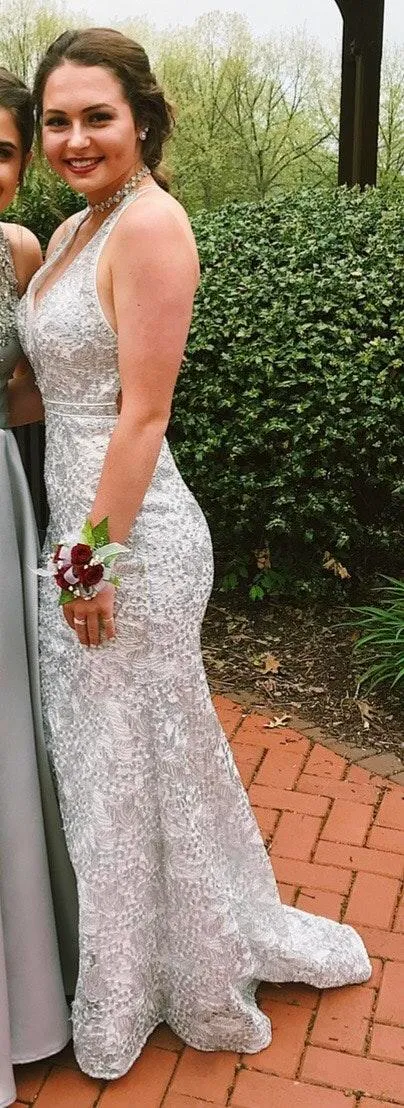 White Sparkly Prom Dress Size 6 - Image 2