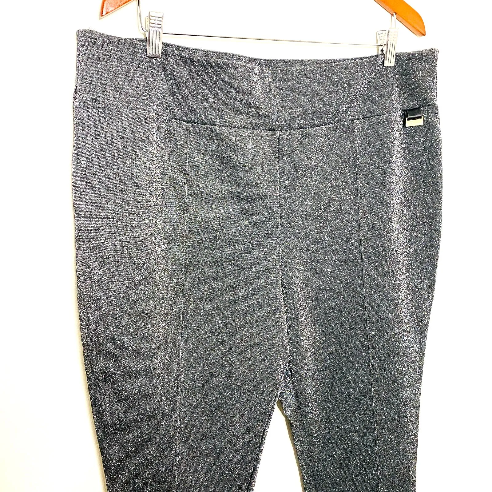 Jaclyn Smith Metallic Sparkly Skinny Stretch Dress Pants Holiday Chic Look XXL - Image 3