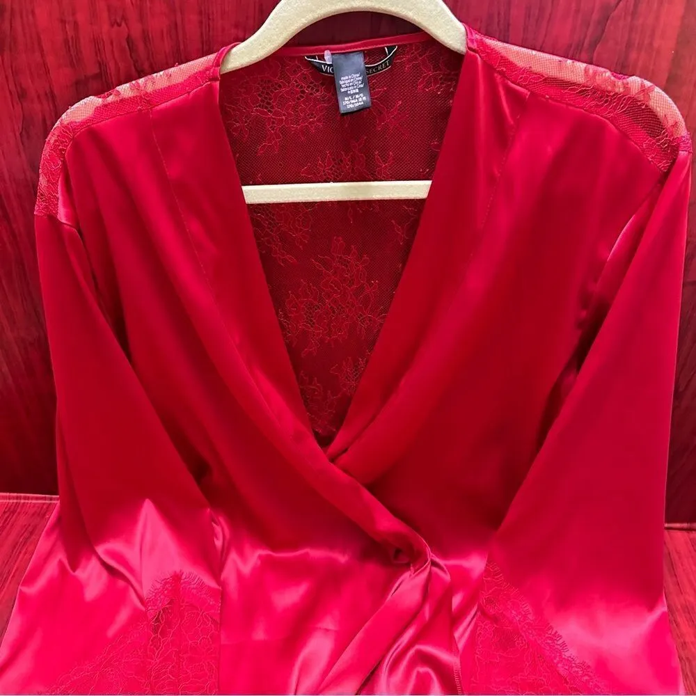 Victorias Secret Red satin robe kimono M/L - Image 4