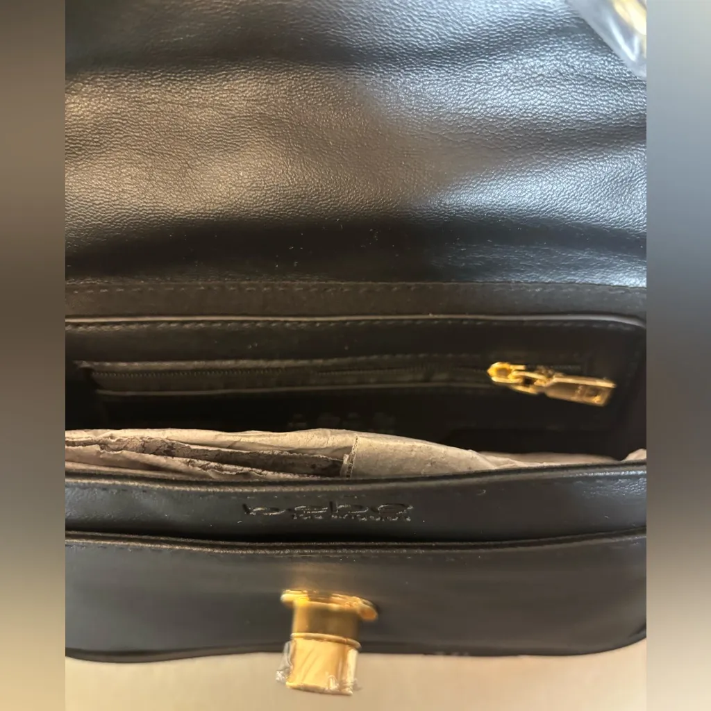 Bebe Women’s Liv Monogram Small Crossbody Bag Black w Dark Black Logo NWT - Image 6