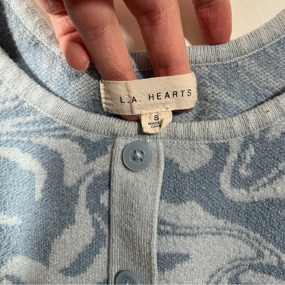 LA Hearts Blue Swirl Patterned Sweater Crop Tank Women's Tank Top Size Small - Image 5