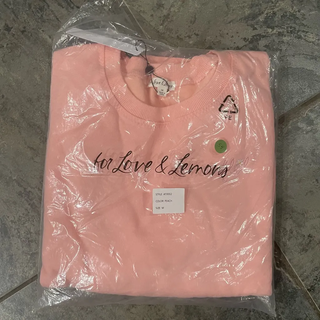 NWT For Love & Lemons Alex Peach Pullover Embroidered Sweatshirt Sz‎ Medium - Image 4