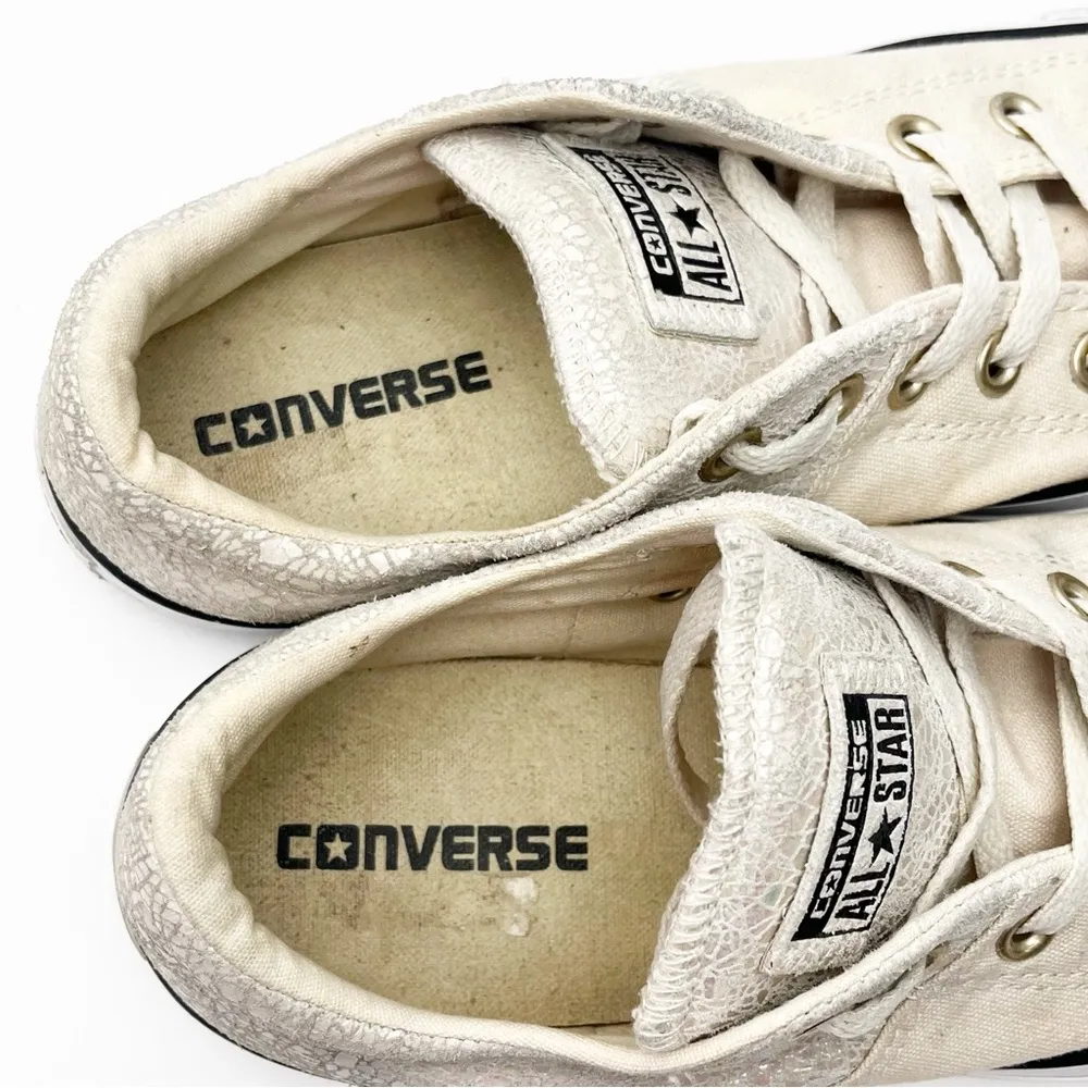 ALL STAR CONVERSE Cream Leather Aurora Borealis Textured Low Top Sneakers 10 - Image 7