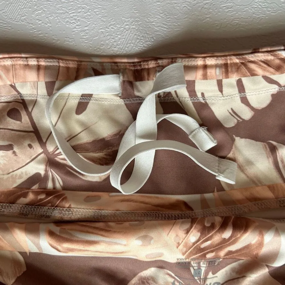 Nike Dri-Fit 3X Tropical Monstera Leaf Print Leggings | Neutral Peach Brown Acti - Image 4