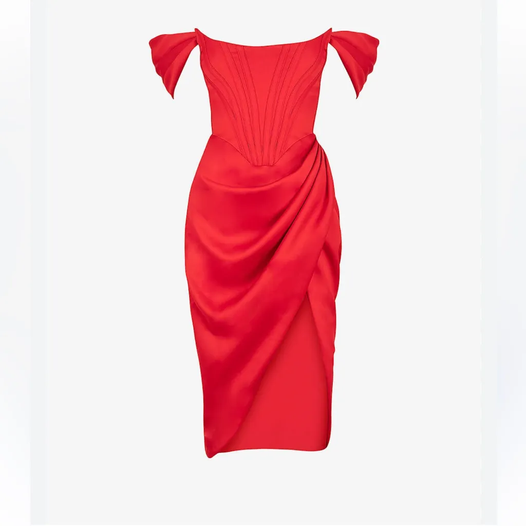 NWT House of CB Loretta Red Sz S Small Corset Dress Cocktail Party Holiday - Image 7