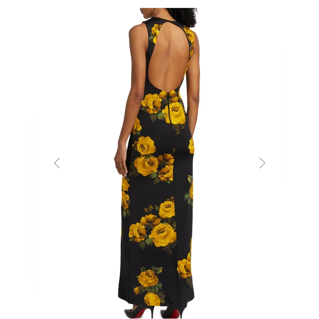 NWT- Alice+Olivia Delora Rose Print Sleeveless Maxi Dress Size 2 - Image 5