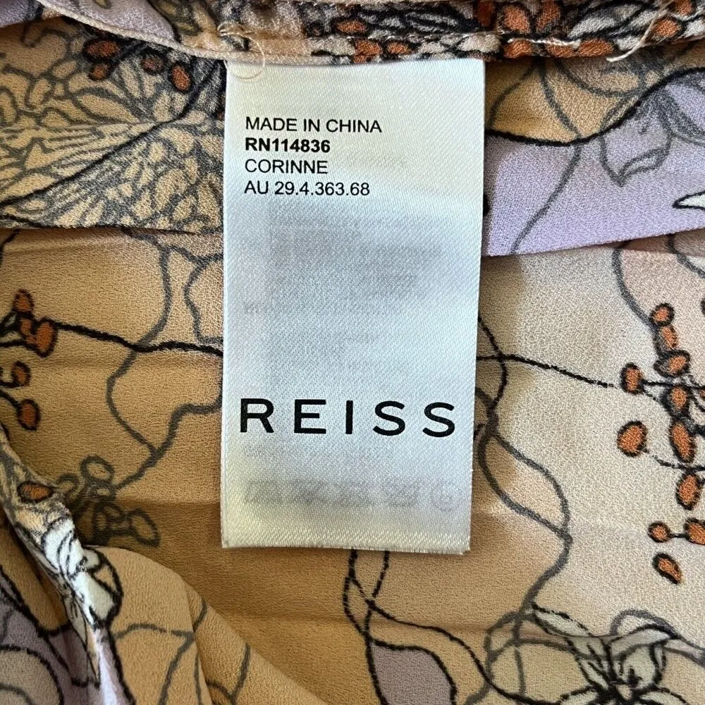 $400 NWOT Reiss Corinne Pleated Floral Midi Dress Size 2 - Image 10