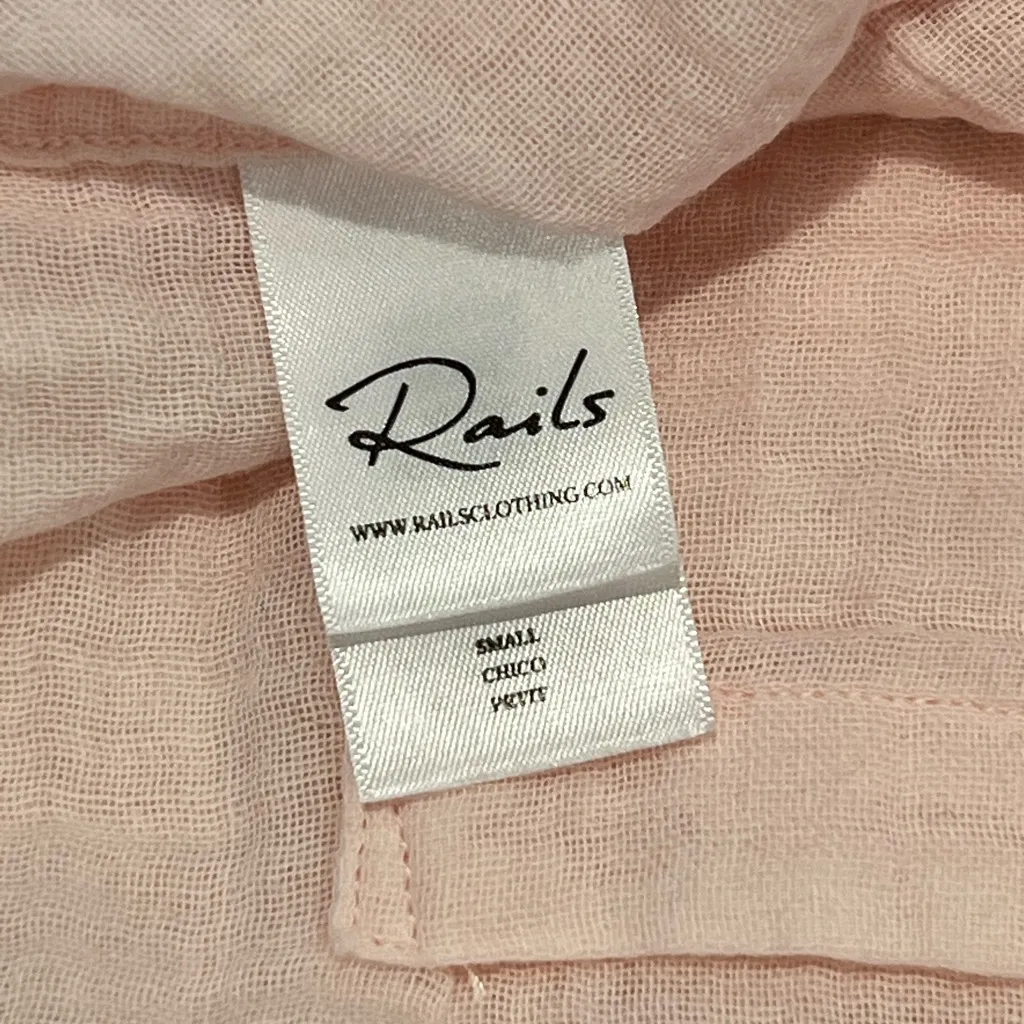 Rails Ellis Top Petal Cotton Gauze Button Down Shirt Small Pastel Pink Revolve - Image 7