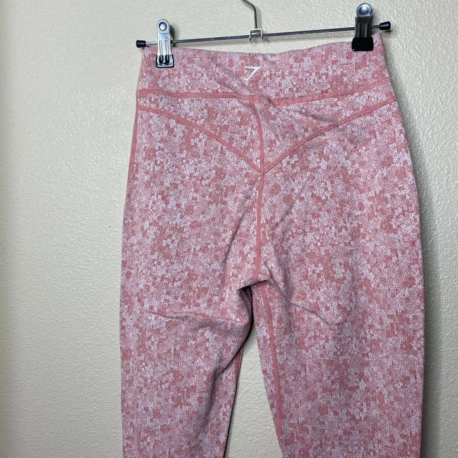 Gymshark Fleur Moroccan Brick Marl Texture Speckled Pink Leggings Sz Small - Image 3