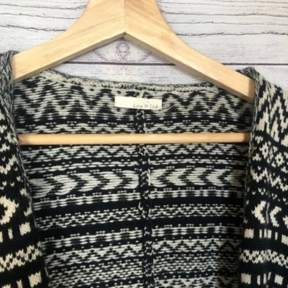 Boutique Lime 'N Chili Black & Tan Oversized Knit Cardigan Sweater S - Image 5