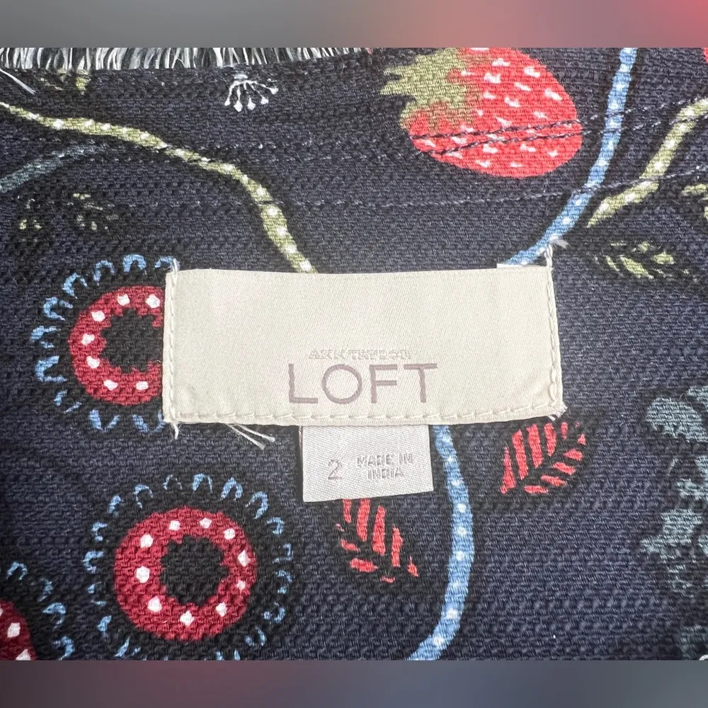 LOFT Women's Primavera Strawberry Floral Fringe Career Wear lined Blazer|Size: 2 - Image 8