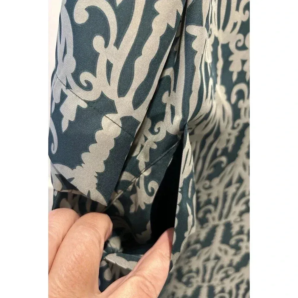 Fossil Womens Dress 3/4 Sleeve Geometric‎ Ikat Boho Mini Teal Size Large Pockets - Image 4