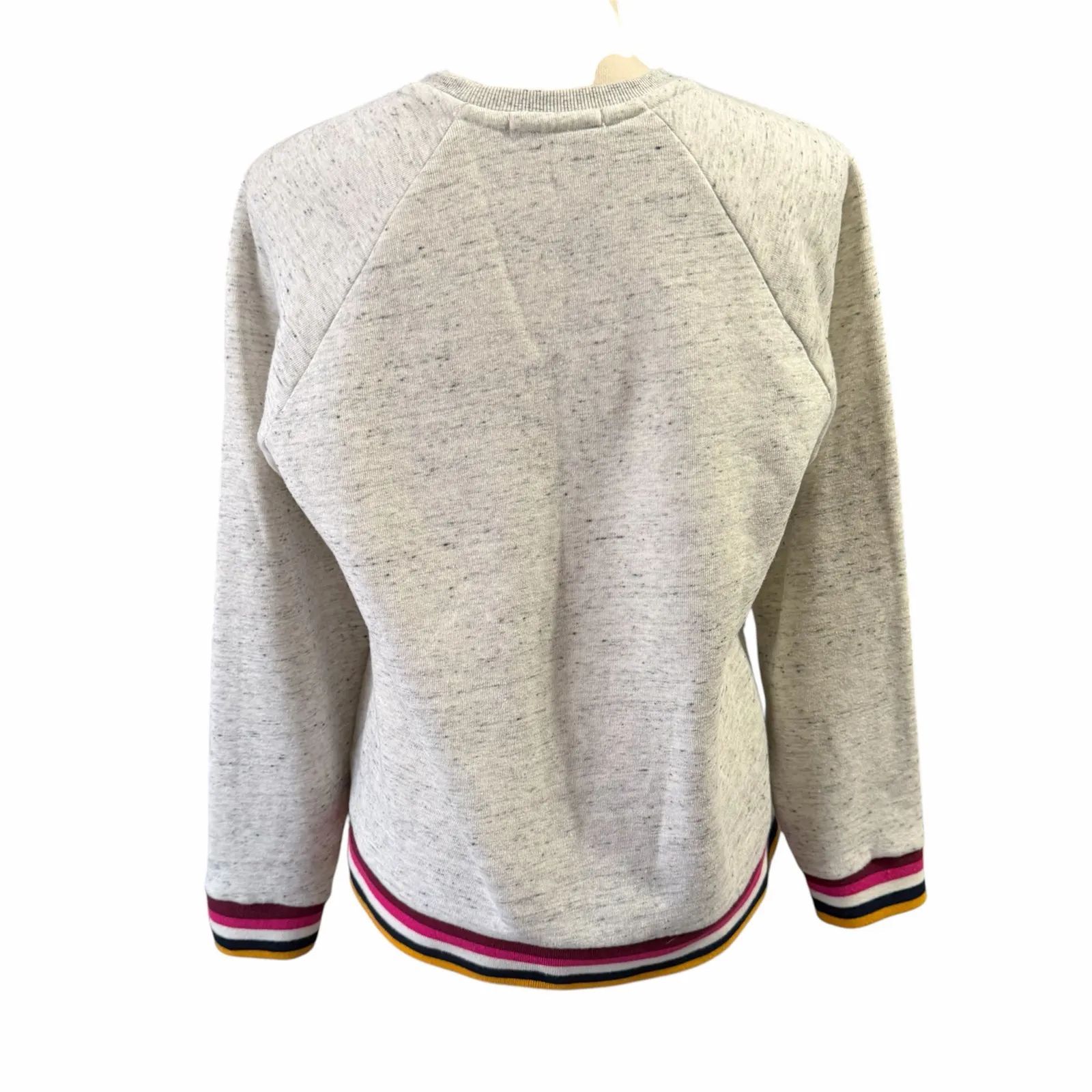 Marine Layer Wmns Gray Rainbow Stripe Hem Cuffs Jenny Retro Rib Sweatshirt Sz M - Image 3