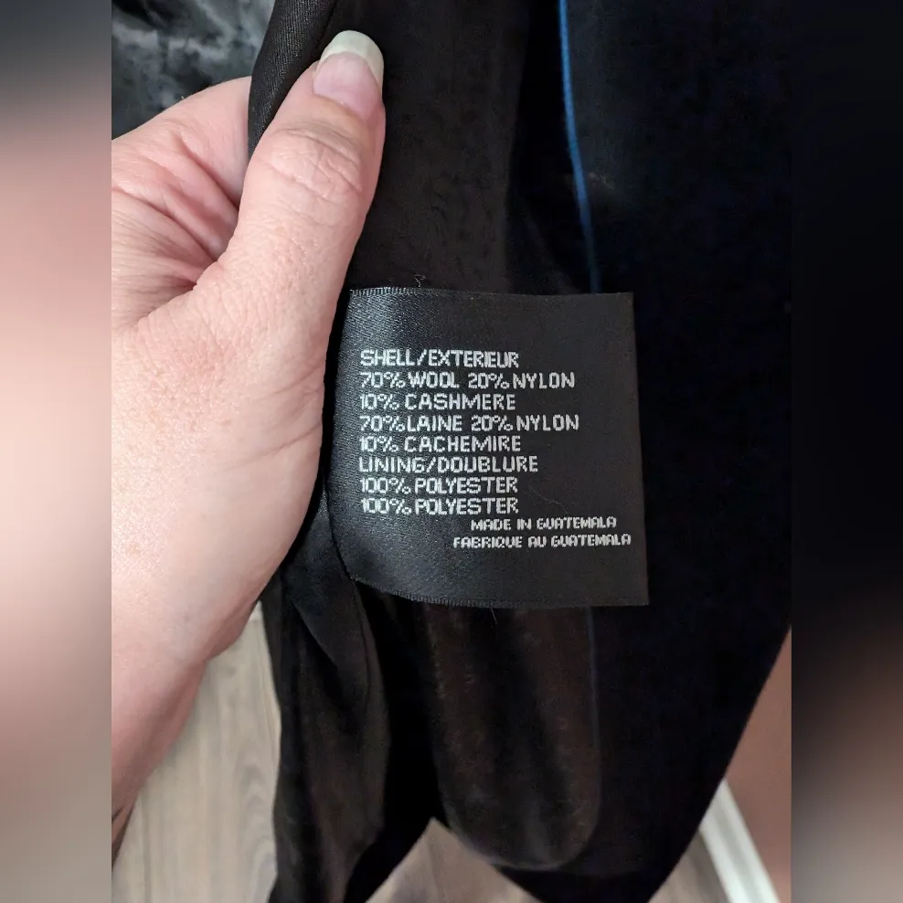 Via Spiga Wool/Cashmere Blend Pea Coat Black W8 Size 8 - Image 6