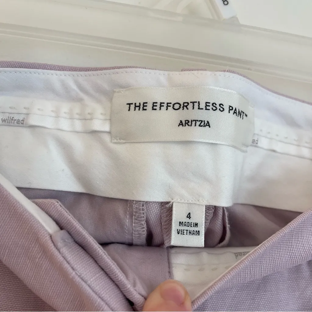 Aritzia Wilfred Sz 4 Effortless Pant Wide Leg Pleated Lilac Classic Linen - Image 5