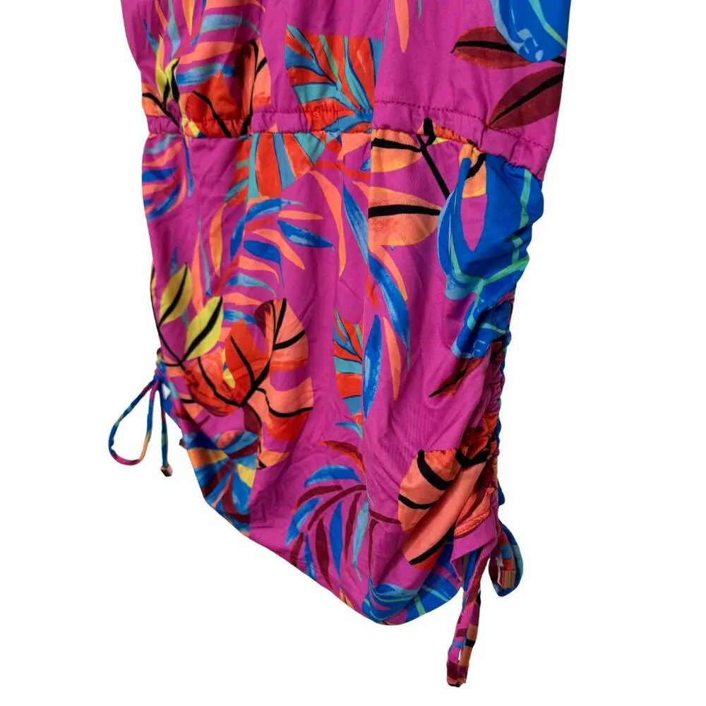 BAR III Paradise Palms Beach Swim Coverup Tropical Floral Magenta NWT Small - Image 5