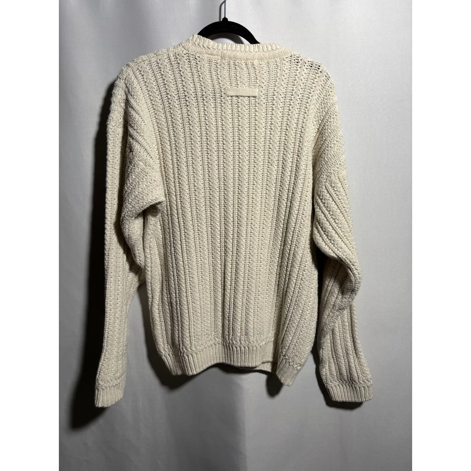 Vintage Basix Cream Knit Sweater Sz L Classic‎ Heritage Academia Cabin Core Size L - Image 2