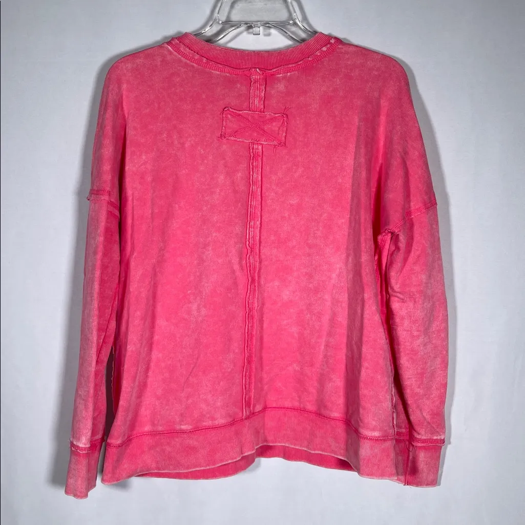 ZENANA WOMENS PINK LONG SLEEVE SHIRT PULLOVER CREWNECK MEDIUM - Image 6