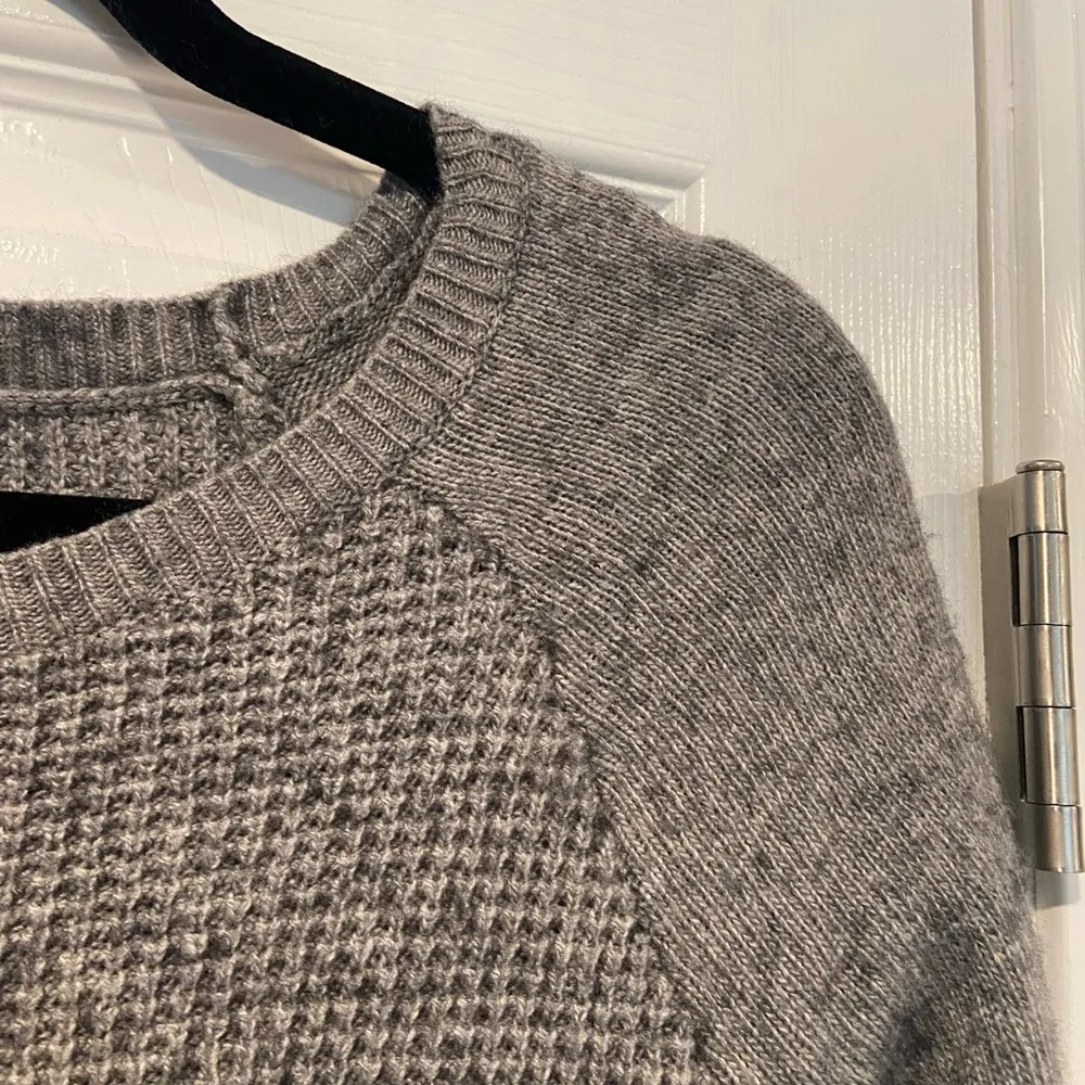 J. Crew Size S Gray Merino Wool Blend Waffle Knit Long Sleeve Crew Neck Sweater - Image 2