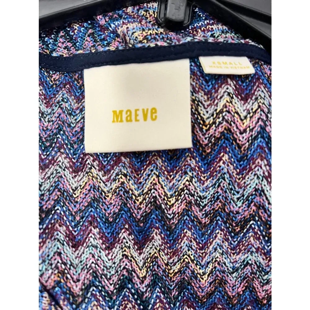 Anthropologie‎ Maeve Westwater Chevron Print Blue and Purple Knit Dress Size XS - Image 5