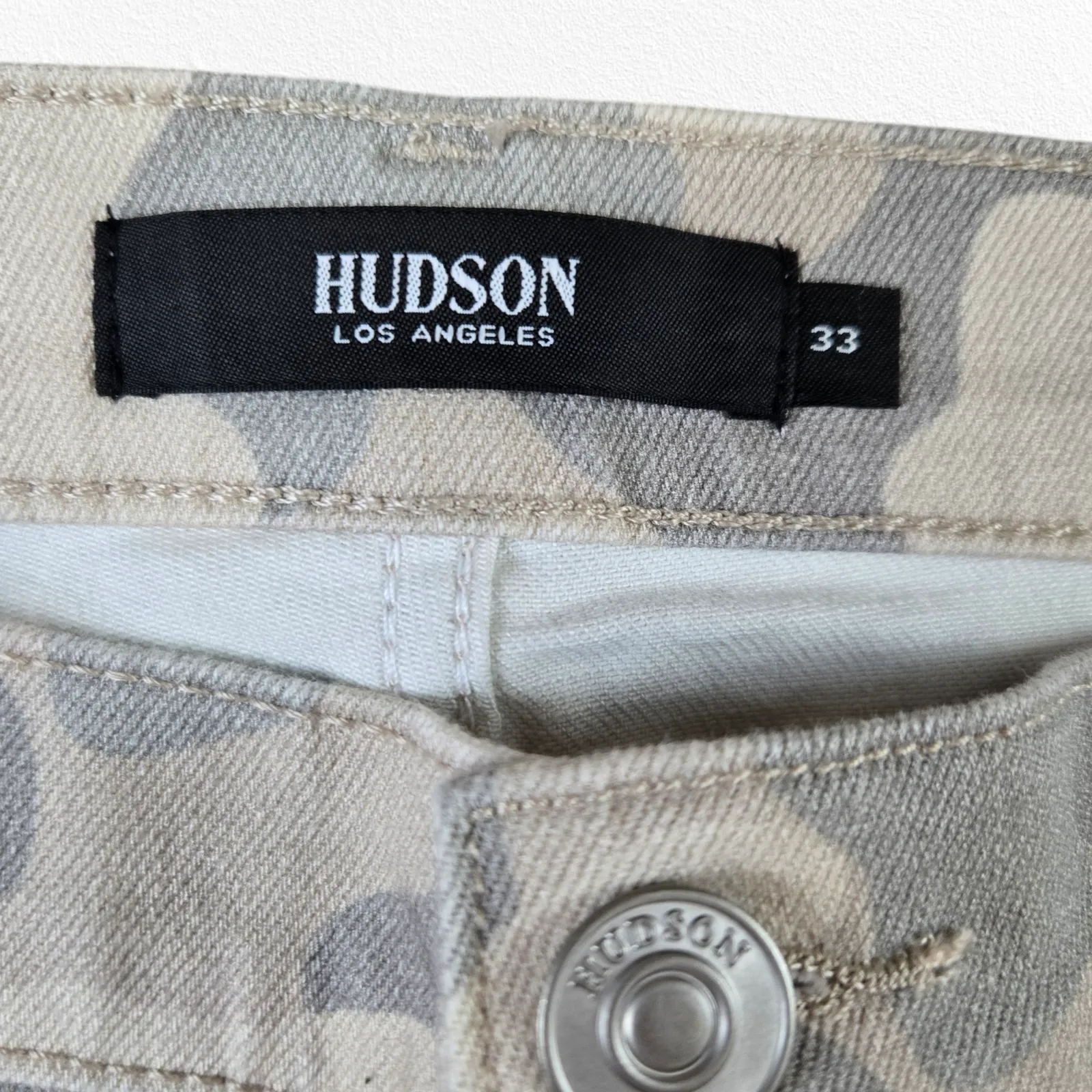 Hudson Camo Green Tan Nico Mid Rise Peyote Straight Leg Split Hem Jeans Size 33 - Image 6