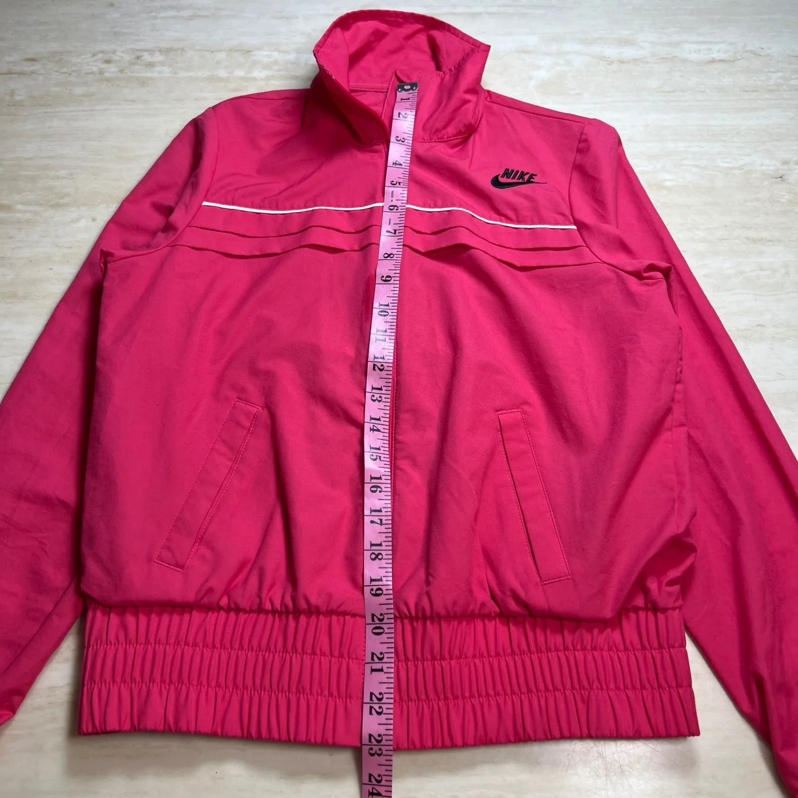 Nike Sportswear Track Jacket Full Zip Pink White Stripe Bomber Small S Women's - Image 5