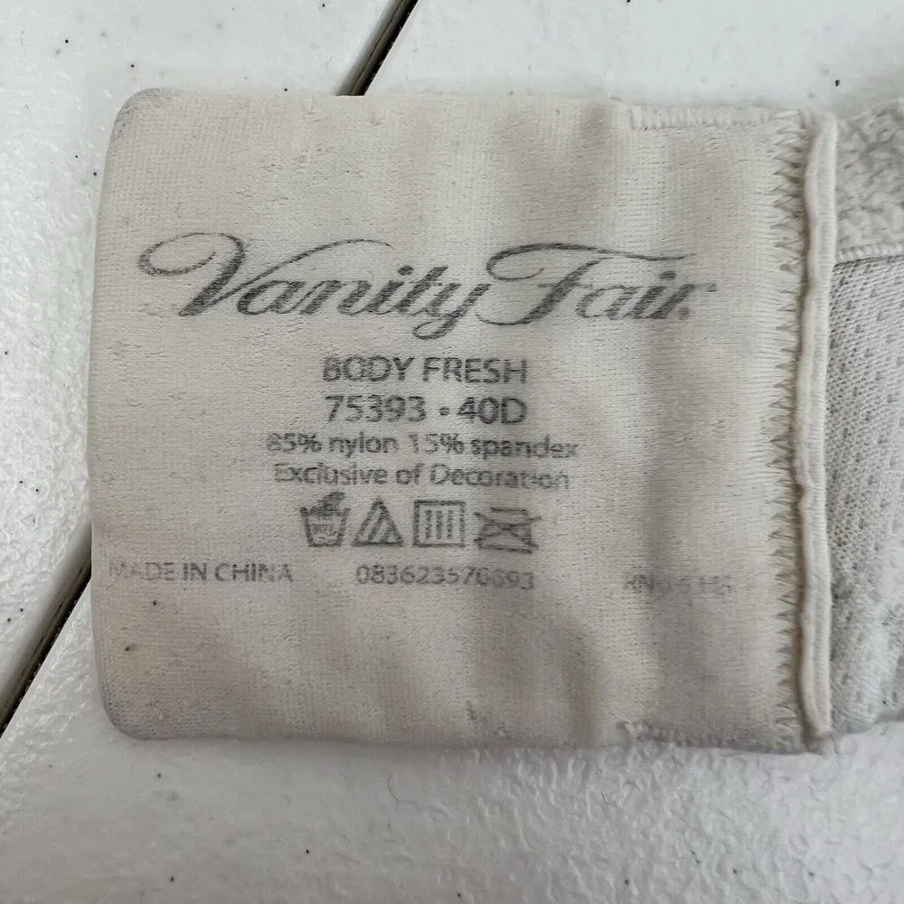 Vanity Fair Size 40D Body Fresh Bra Underwire Satin Padded Cup Adjustable 75393 - Image 13