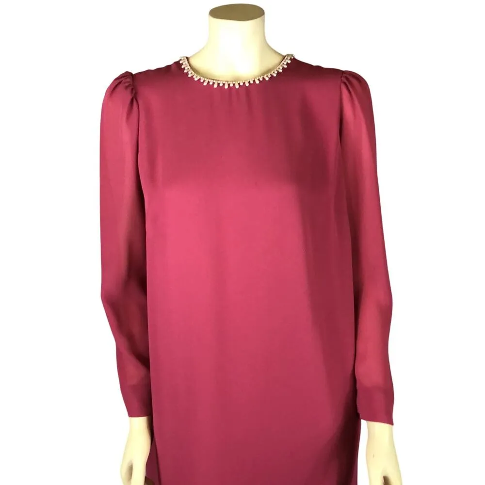 American Vintage USA 50's pink long dress pears around neckline size medium - Image 5