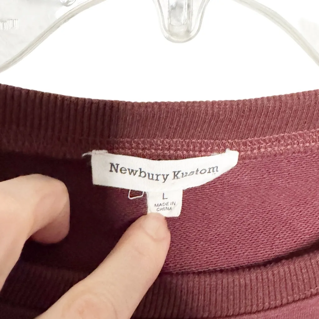 NEWBURY KUSTOM HAPPY FACE BURGUNDY CROPPED SWEATSHIRT SZ L - Image 3
