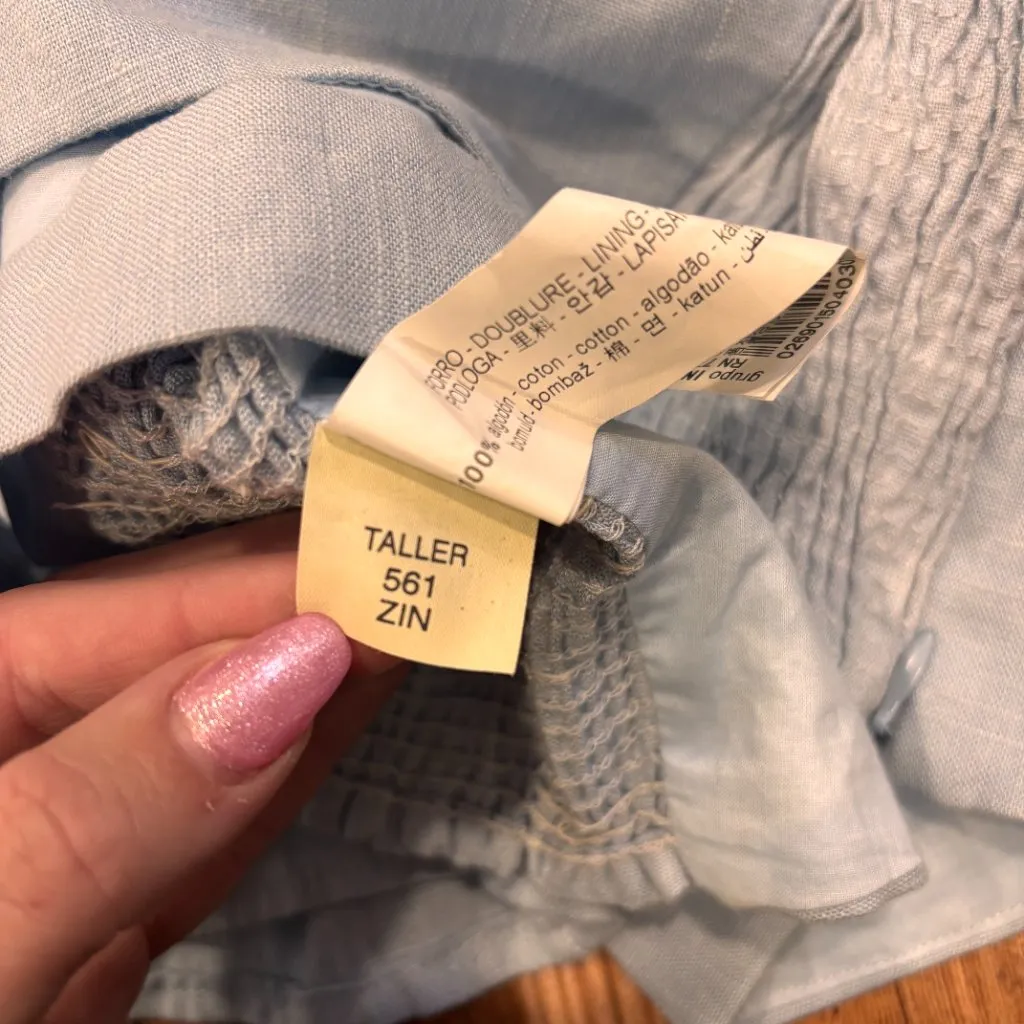 Zara One Shoulder Crop Top Cut Out Linen Blend Ruched Sides Denim Blue Womens XS - Image 5