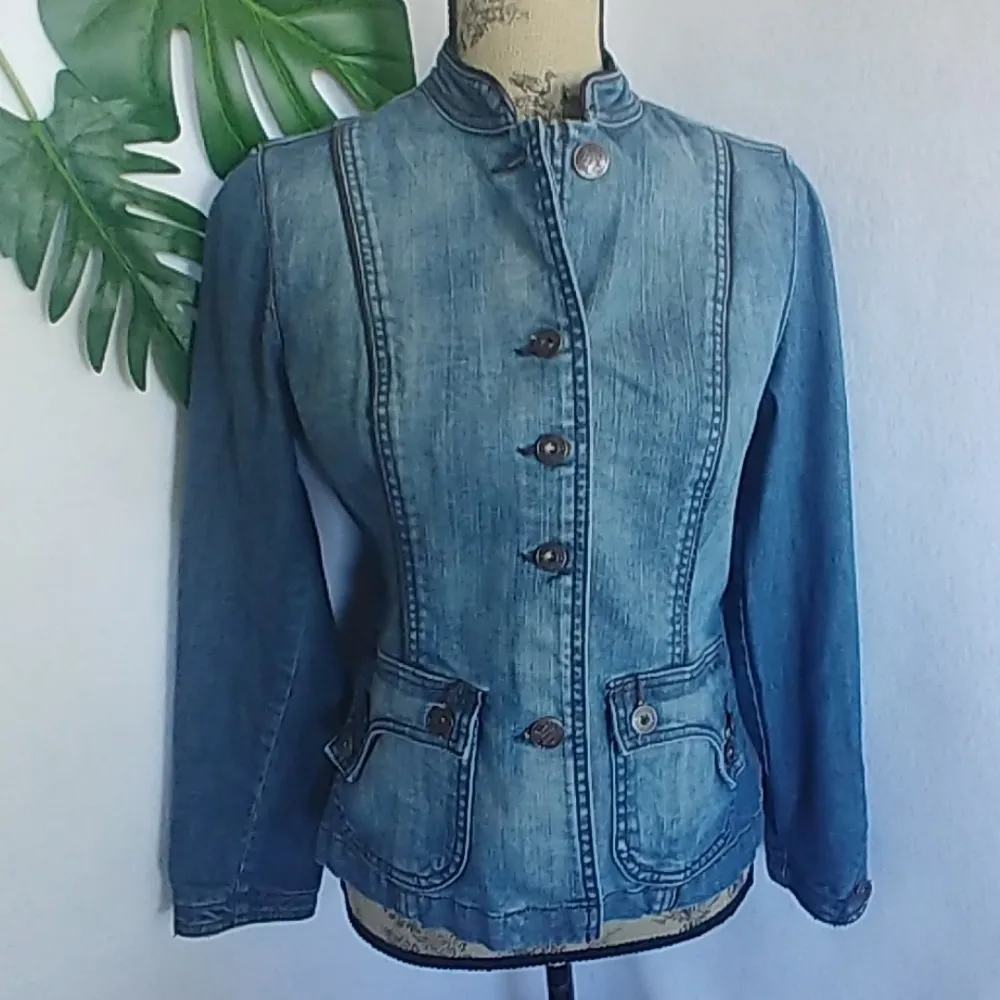 Jeanstar Military Style Denim Jean Jacket - Image 2