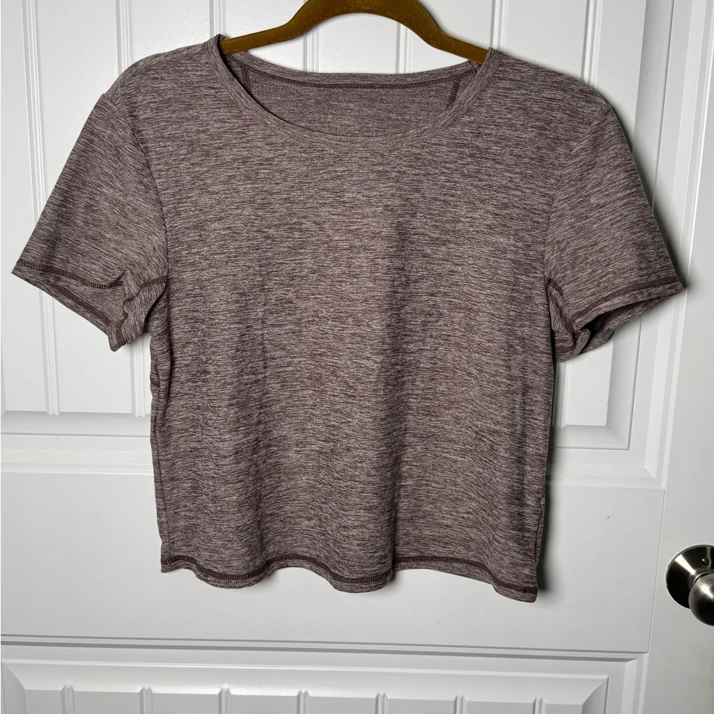 Heathered Crop Athletic Tee Brown - Image 2