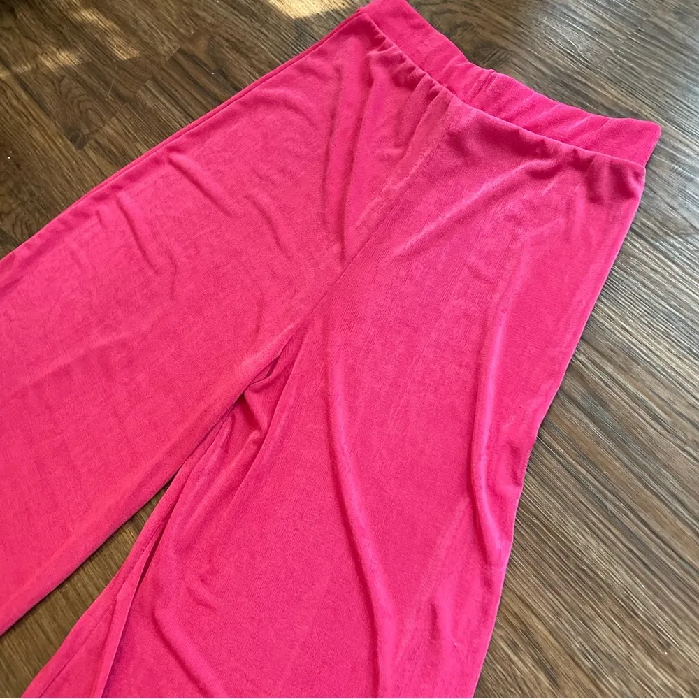 Y2K Pink Shimmer Barbie Flare Trouser Pull On Pants Wide Leg Flare Sz S/M Size M - Image 3