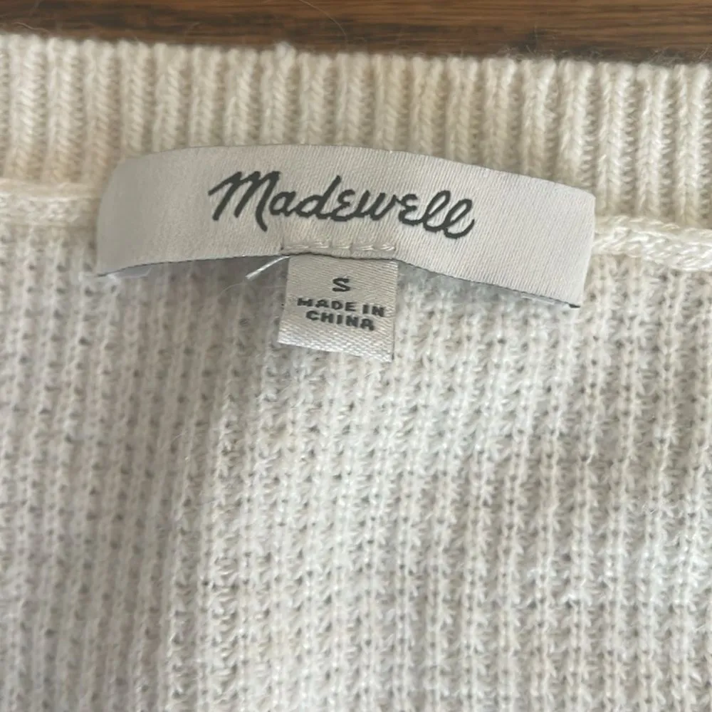 Madewell Asherton Waffle Knit Thin V-Neck Henley Sweater Size Small - Image 5