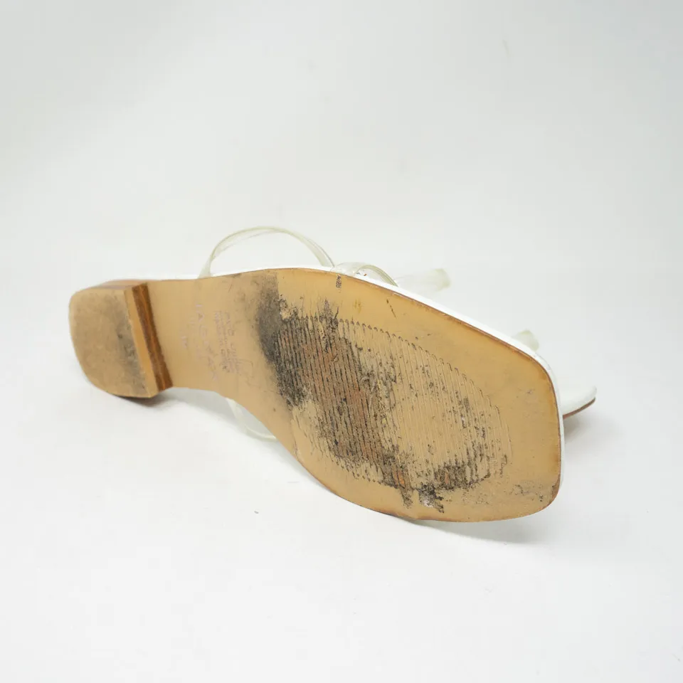 Jaggar  The Label Clear Lucite Double Strap Open Toe Flat Slip On Sandals Shoes  - Image 4