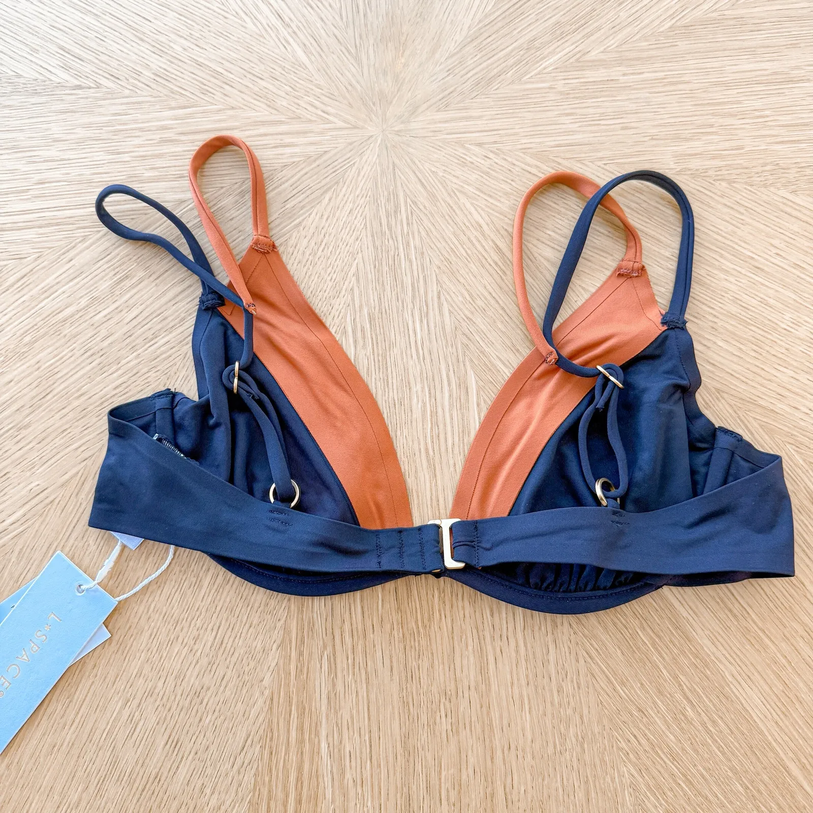 L Space‎ Bikini Top Womens Small Blue Fused Zendaya Colorblock Swim Beach Summer - Image 3