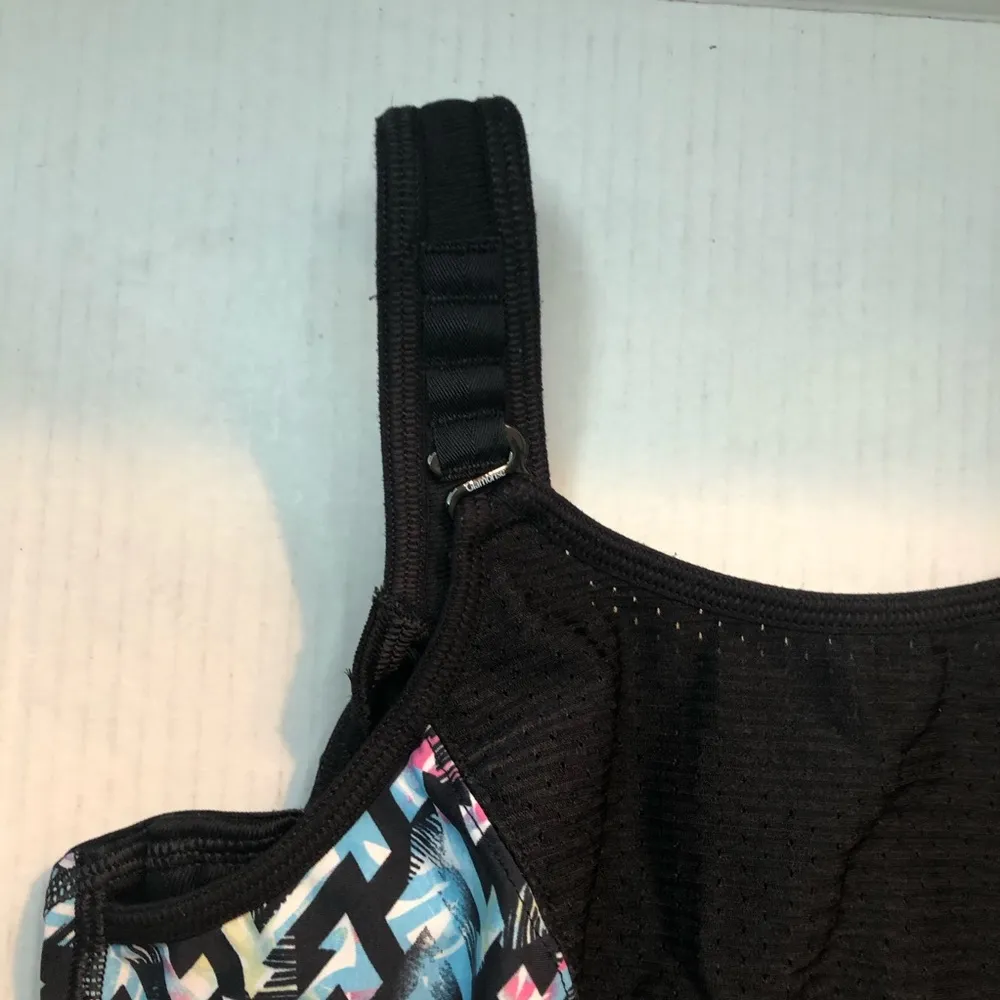 Glamorise Sports Bra Elite Performance Double Layer Black Pattern Sz 34D GUC - Image 4