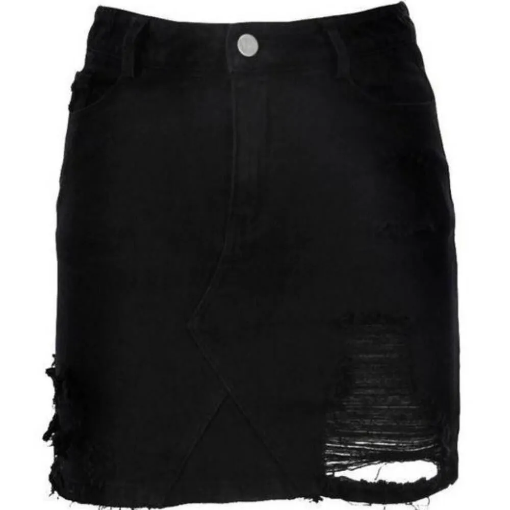 Nasty Gal Ivivi Distressed is More Denim Skirt Black Women's Size Small NWT - Image 2