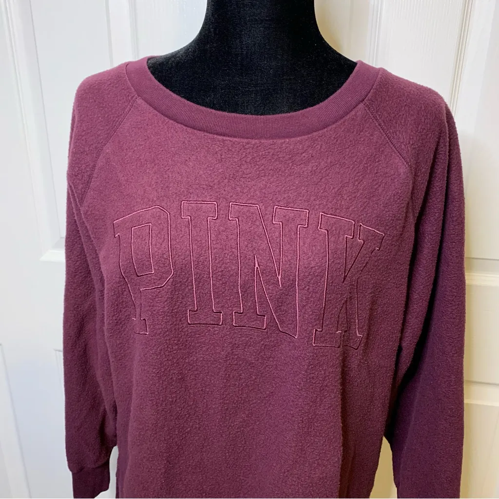 PINK Victorias Secret Burgundy Pull Over Sweater - Image 2