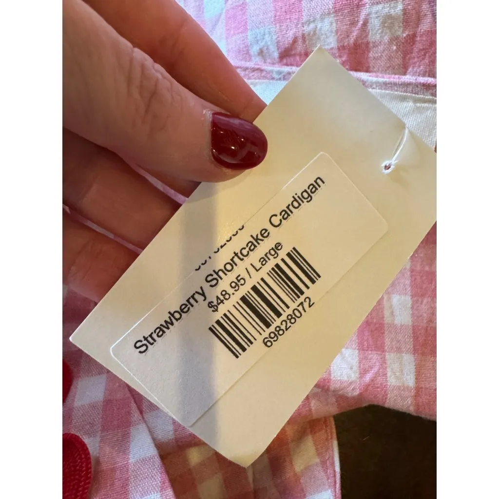Haptics Jacket Women Large Pink Red Gingham Strawberry Shortcake Cardigan NWT‎ - Image 9