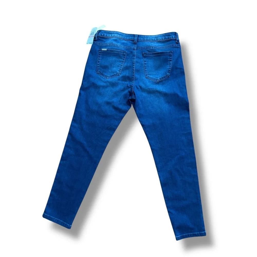 NWT Michael Kors Blue Denim Silver Studded Stretchy Midrise Cropped Jeans - 10 - Image 2